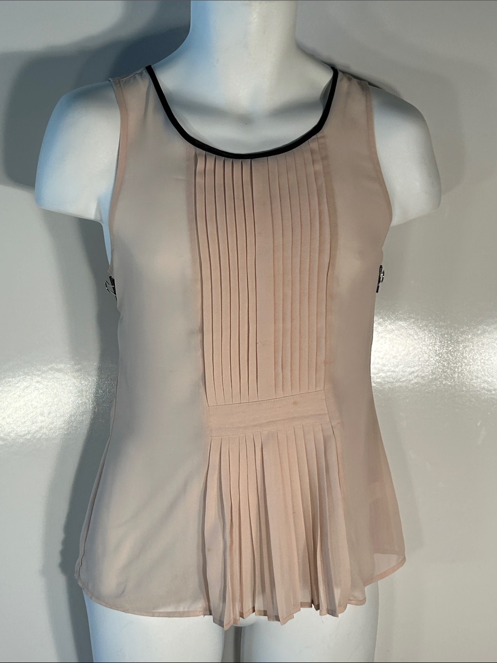 Charming Charlie SZM Blush Pink Pleated Sleeveless Top Romantic Capsule Coquette